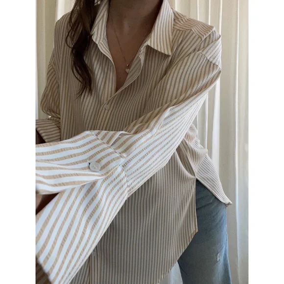 ELISE SHIRT — In Beige/White - Picture 8 of 10